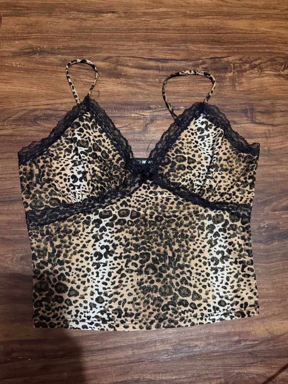 Leopard Print Lace-Trim Cami Tank Top - Brown/Black